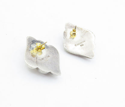 BAYANIHAN 925 Silver & 14K GOLD  Vintage Two Tone Fluted Drop Earrings  EG2900