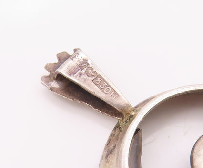 EUROPEAN 925 Sterling Silver  Vintage Topaz Open Circle Pendant  PT19561