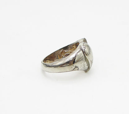 925 Sterling Silver  Vintage Dark Tone Love Heart Band Ring Sz 8  RG3303