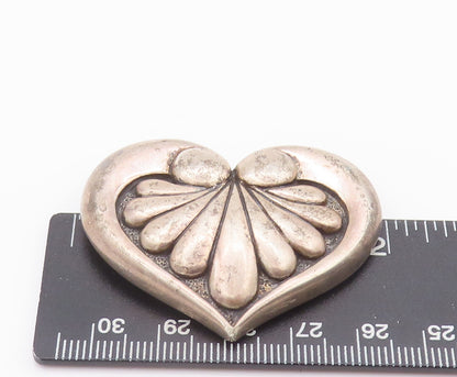 925 Sterling Silver Vintage Brooch Pin Swirly Carved Puffed Loved Heart  BP10648