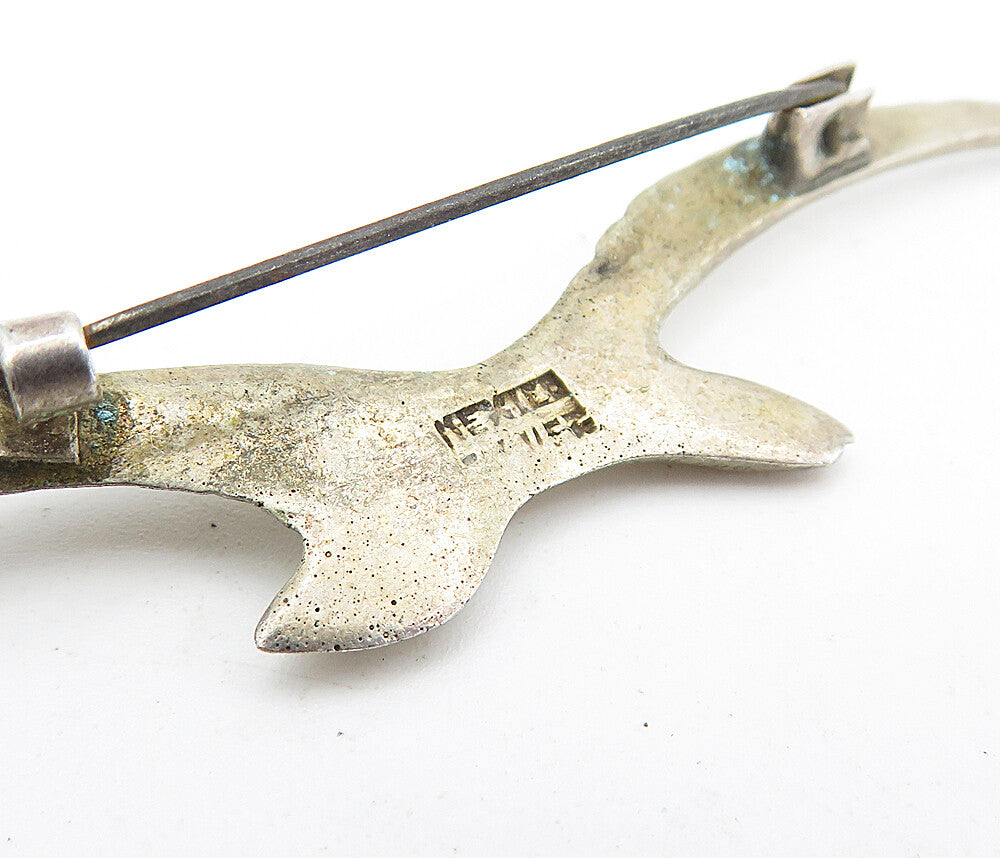 MEXICO 925 Sterling Silver  Vintage Petite Flying Bird Brooch Pin  BP2040