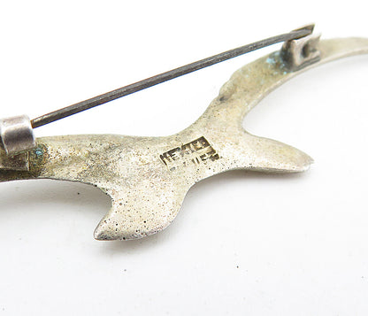 MEXICO 925 Sterling Silver  Vintage Petite Flying Bird Brooch Pin  BP2040