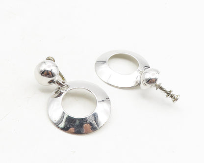 OLD CREST 925 Silver  Shiny Open Circle Non Pierce Dangle Earrings  EG5281