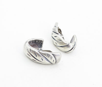 SIMON SEBBAG 925 Silver  Vintage Floral Leaf Etched Non Pierce Earrings EG4258