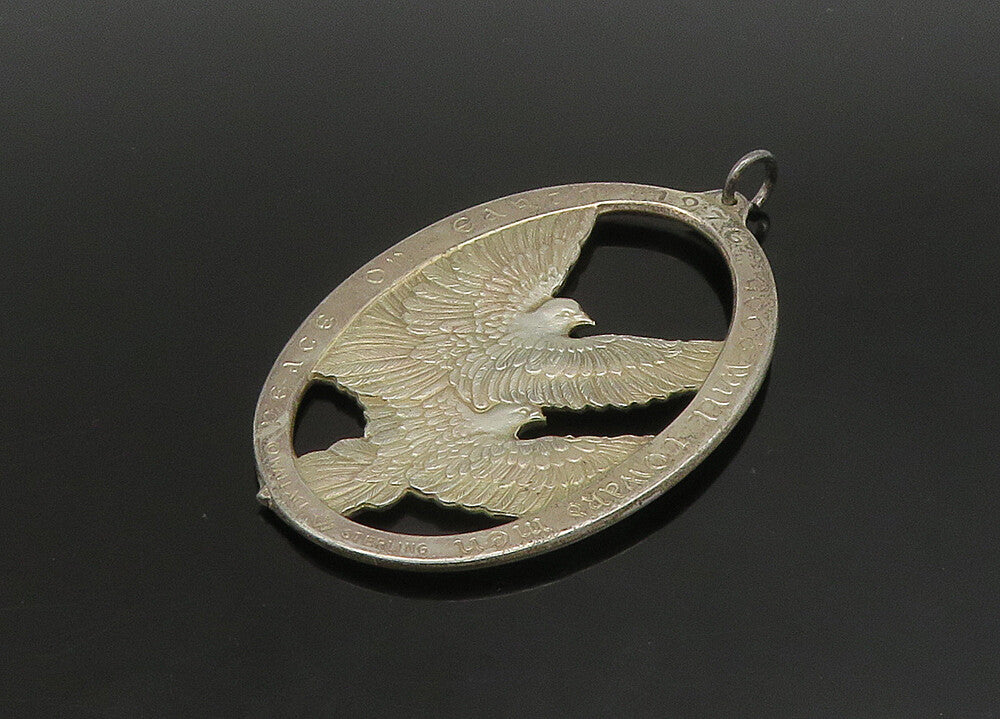 WALLACE 925 Sterling Silver  Vintage Peace On Earth Doves Pendant  PT19424