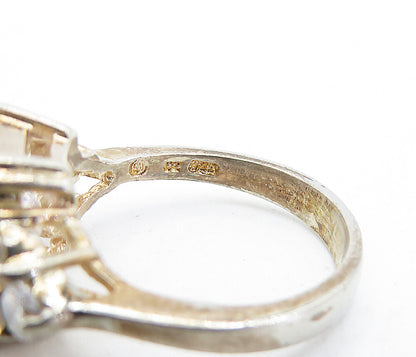 925 Sterling Silver  Vintage Cubic Zirconia Solitaire Accent Ring Sz 7  RG5193