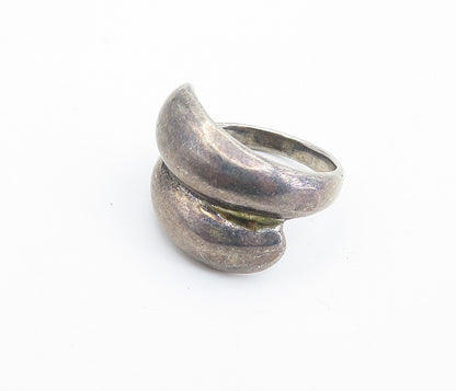 925 Sterling Silver  Vintage Dark Tone Bypass Design Band Ring Sz 7.5  RG6445