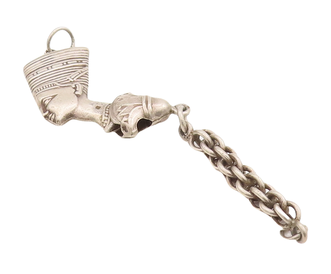 925 Sterling Silver Vintage Pendant MIDDLE EAST Egyptian Queen Nefertiti PT23466