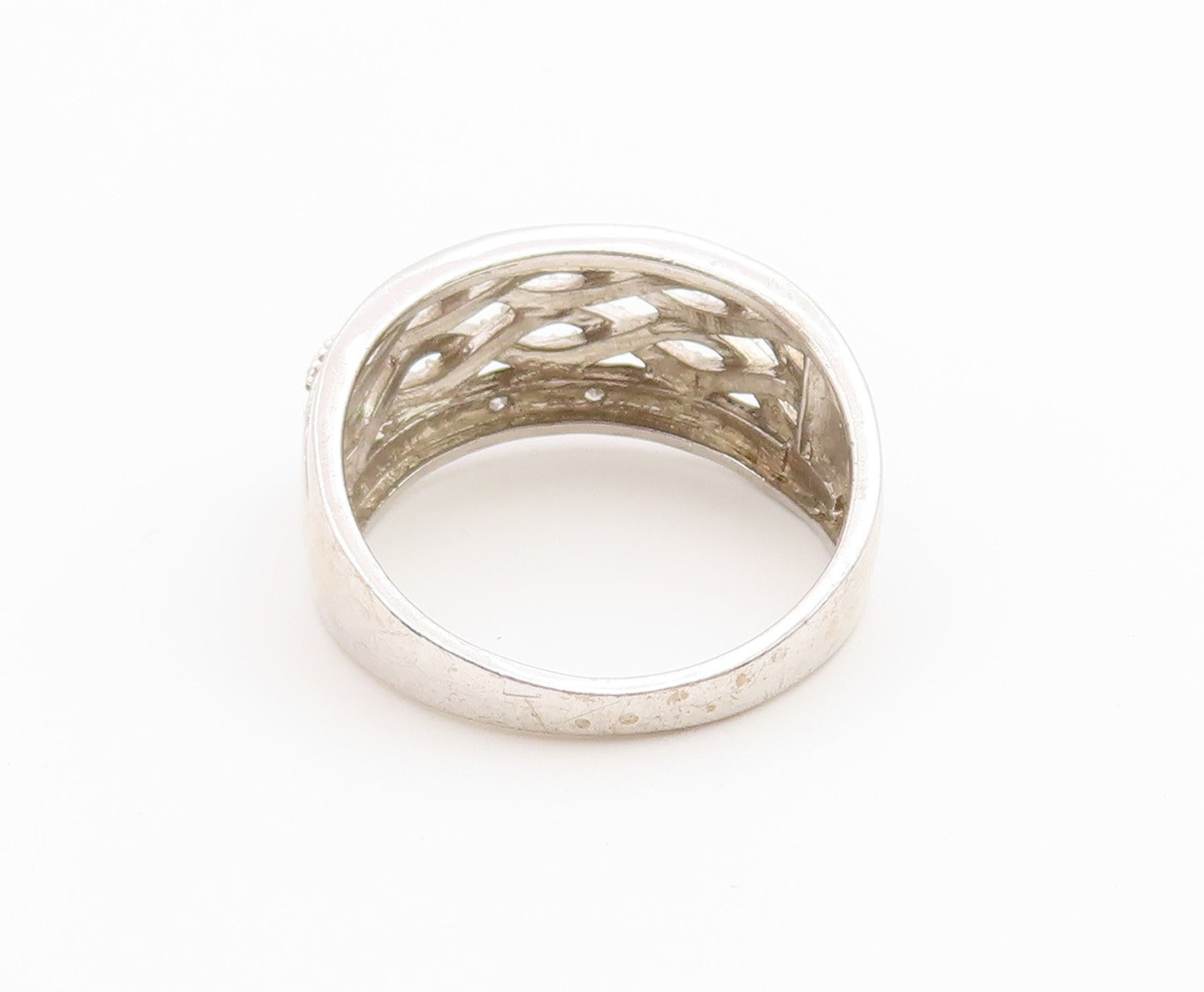 925 Sterling Silver Vintage Ring Topaz Braided Celtic Weave Band  Sz 12  RG36681