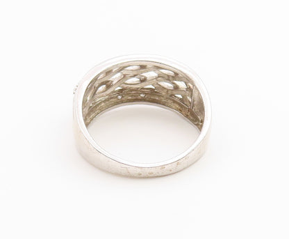 925 Sterling Silver Vintage Ring Topaz Braided Celtic Weave Band  Sz 12  RG36681