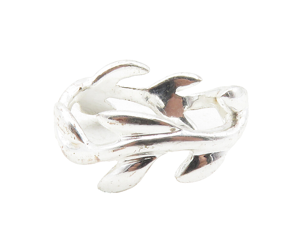 925 Sterling Silver  Shiny Floral Vine Motif Round Band Ring Sz 5  RG12291