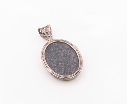 925 Sterling Silver  Vintage Abalone Shell Oval Swirl Bail Pendant  PT9169