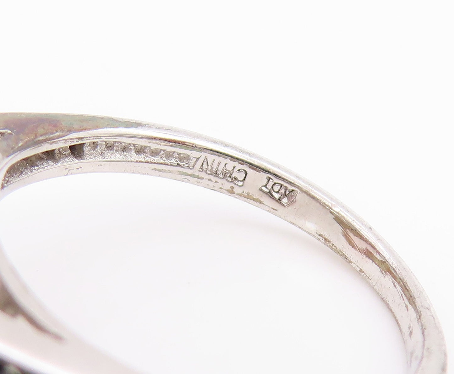 925 Sterling Silver Vintage Ring Oval Cut CZ & Halo Spinel Band  Sz 7  RG35634