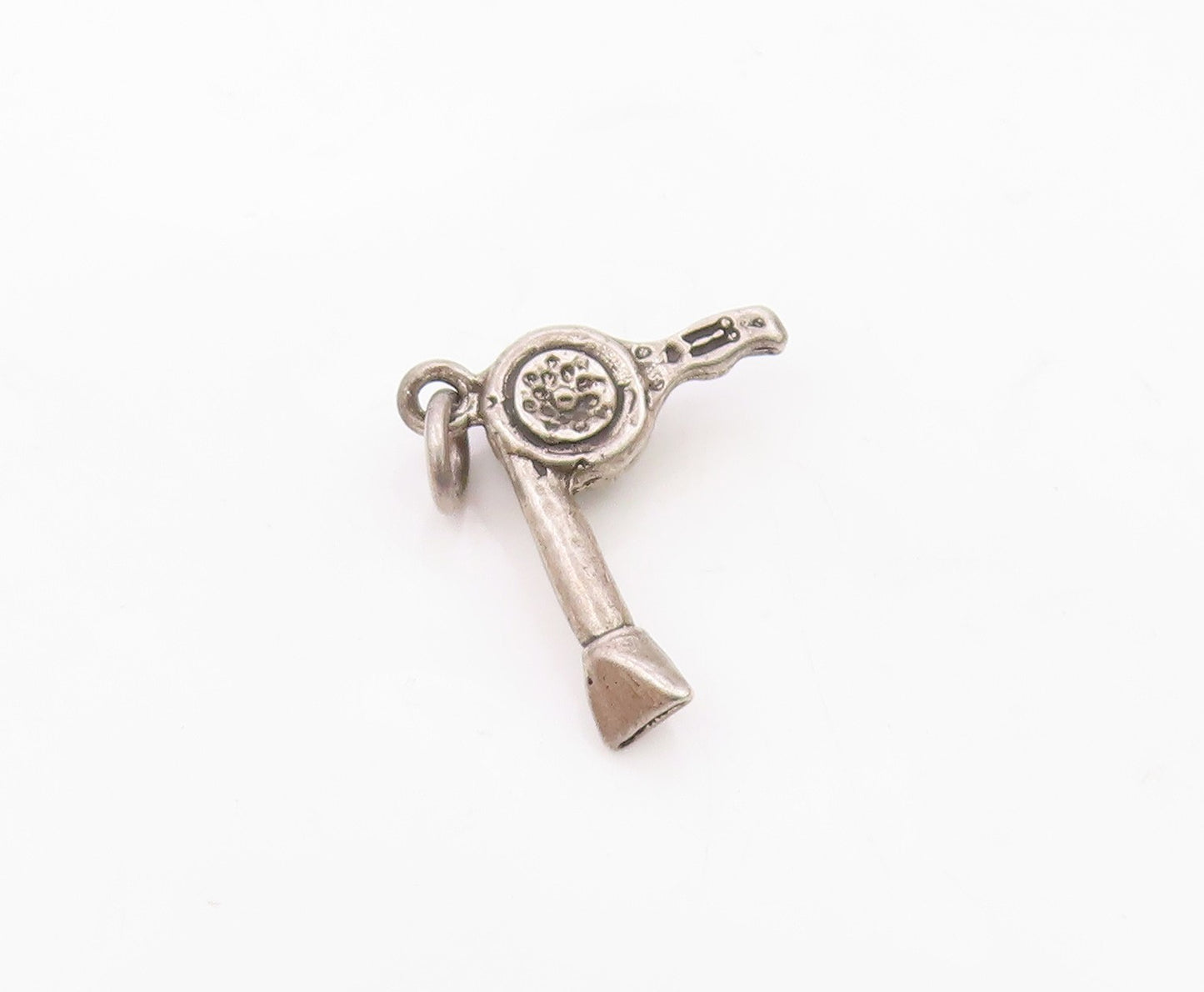 925 Sterling Silver  Vintage Shiny Petite Hair Blow Dryer Drop Pendant  PT9040