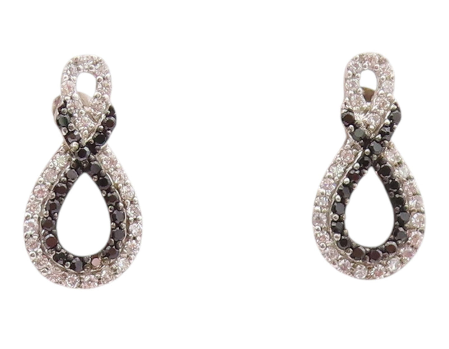 925 Sterling Silver Vintage Earrings Elegant Spinel & CZ Infinity Twist  EG14365