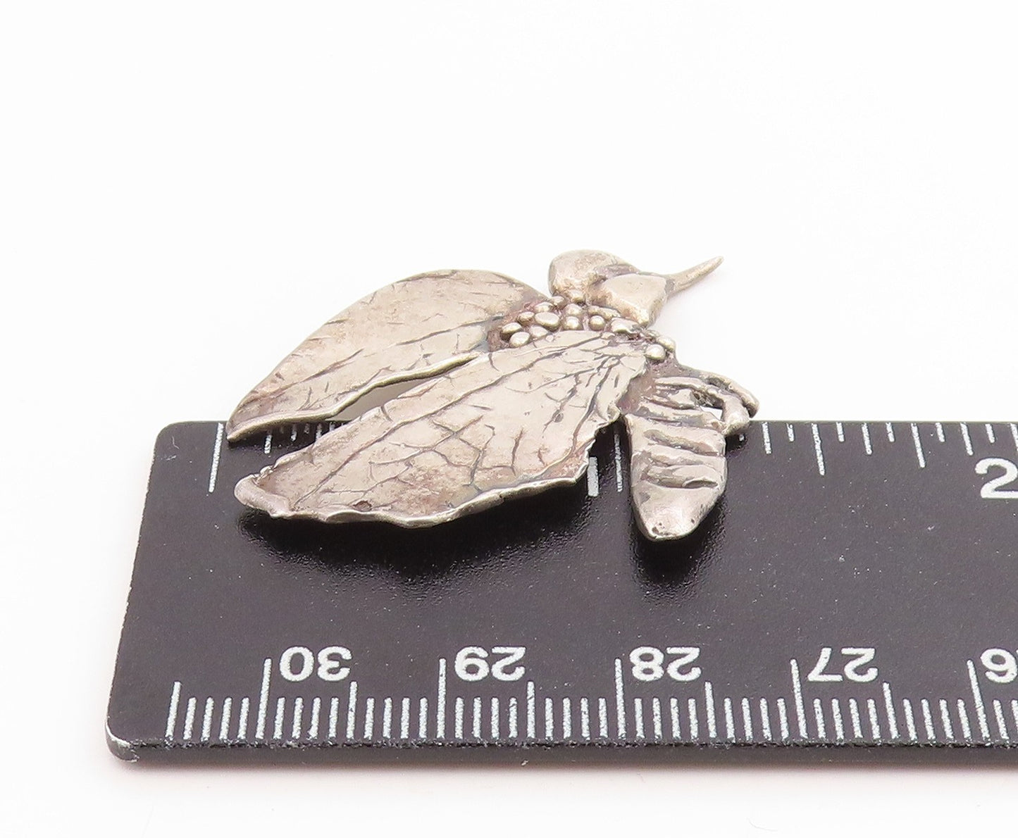 925 Sterling Silver Vintage Pendant Modernist Gothic Moth Motif Charm  PT26171
