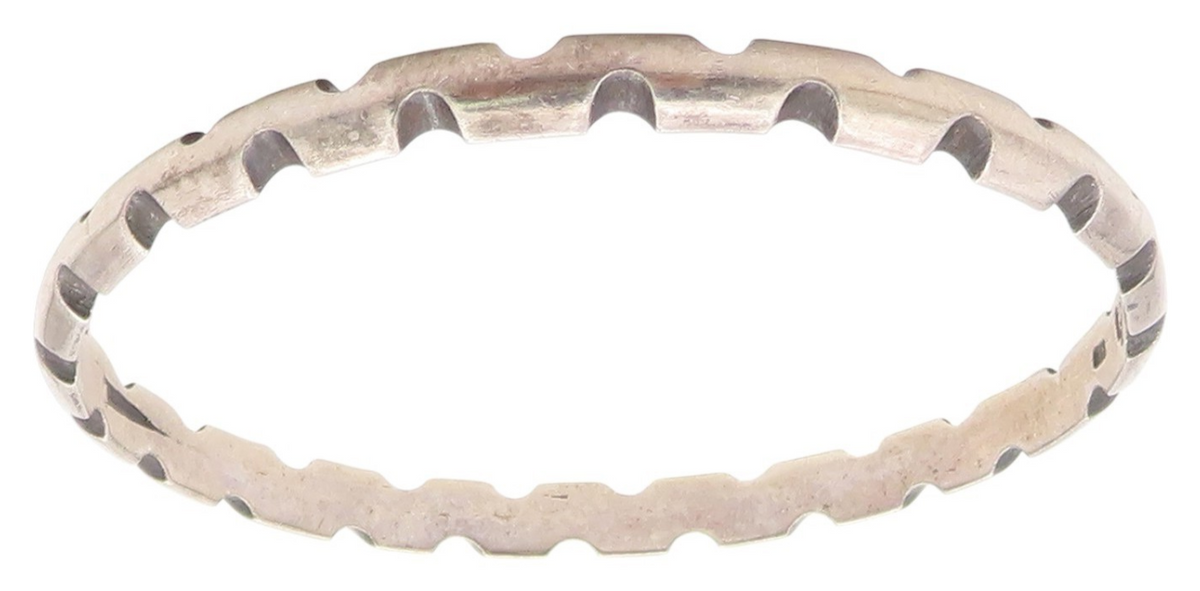 925 Sterling Silver Vintage Bracelet ANTONIO PINEDA Solid Notched Bangle BT11645