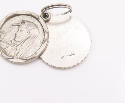 925 Sterling Silver Vintage Pendant Religious Carved Mother Mary Coins  PT23123