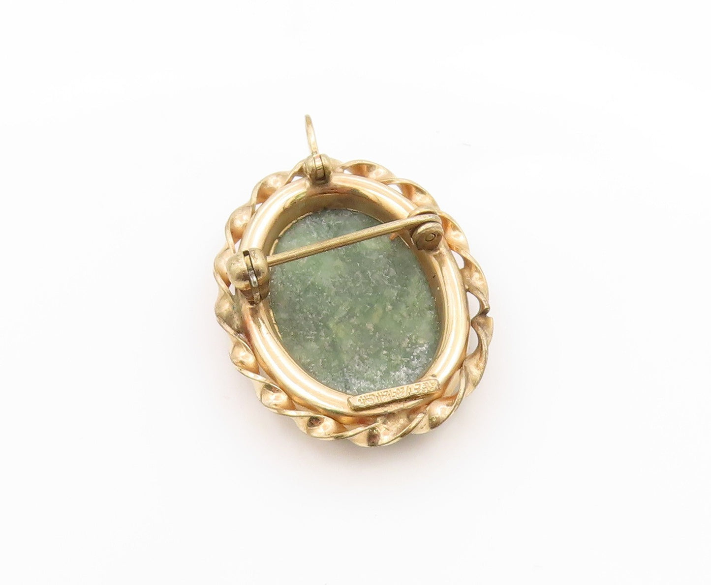 925 Sterling Silver Vintage Brooch Gold Plated Cabochon Gemstone Pin  BP1001