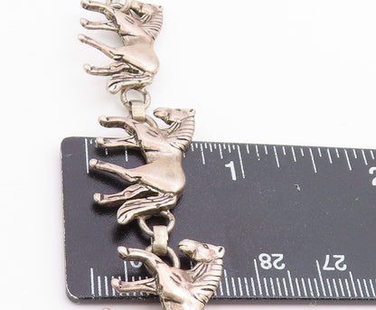 925 Sterling Silver Vintage Bracelet GLENN SANDOVAL NAVAJO Horse Link  BT11830