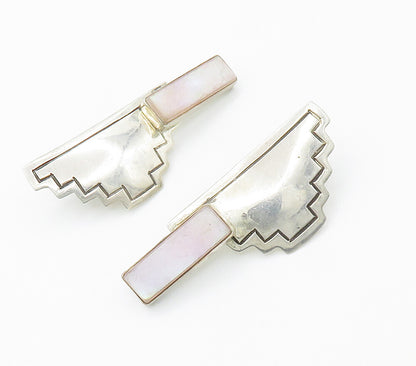 SOUTHWESTERN 925 Sterling Silver Vintage Mother Of Pearl Drop Earrings EG7790
