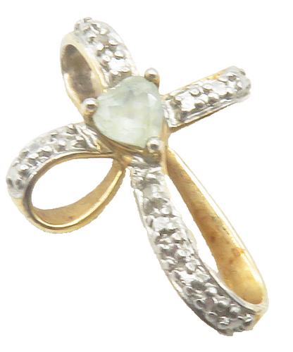 ROSS SIMON 925 Silver  Genuine Diamond & Topaz Religious Cross Pendant  PT9617