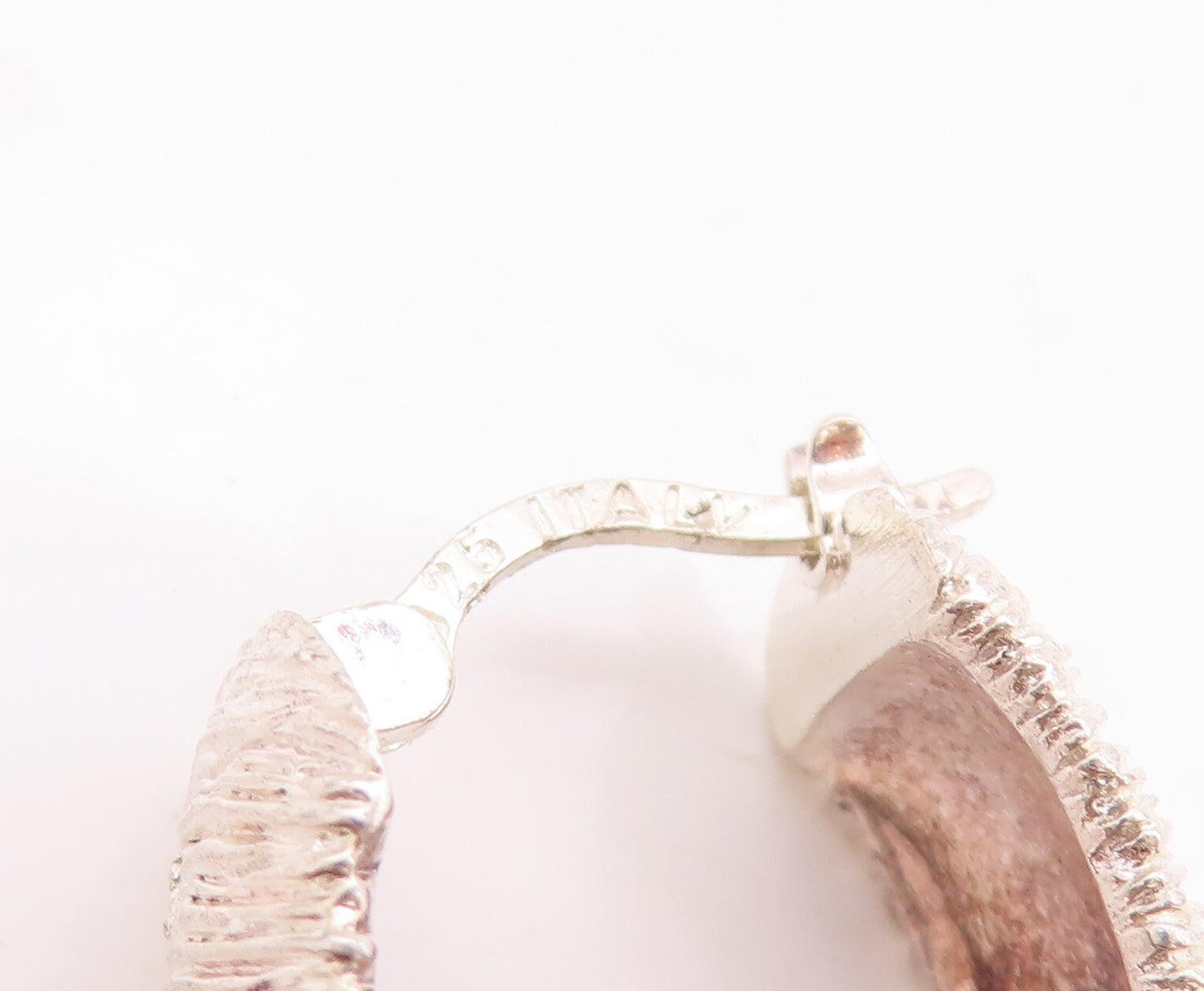 925 Sterling Silver Vintage Earrings Minimalist Rough Finish U Hoops EG13146