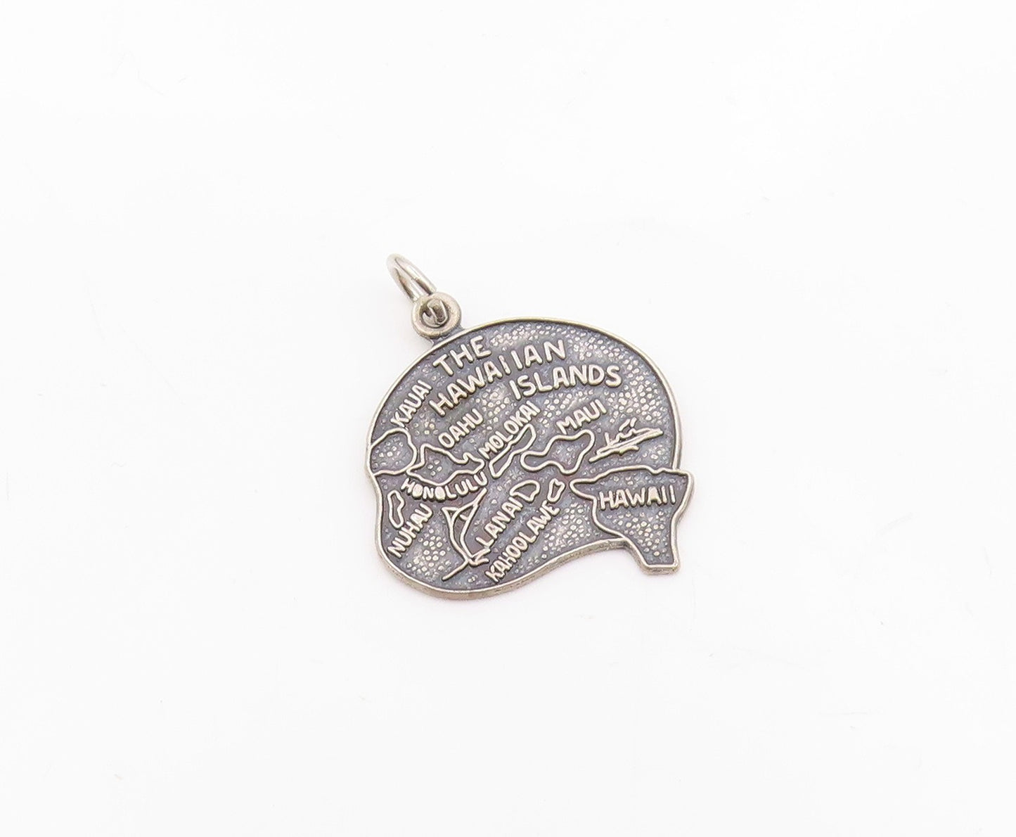 925 Sterling Silver  Vintage The Hawaiian Islands Souvenir Pendant  PT21366