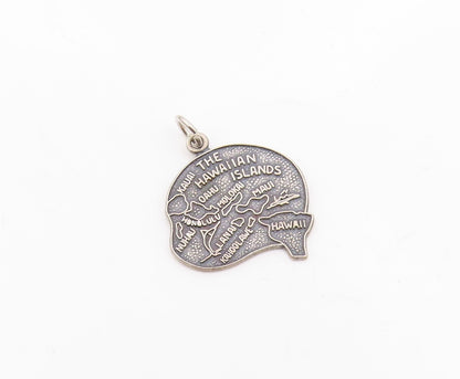 925 Sterling Silver  Vintage The Hawaiian Islands Souvenir Pendant  PT21366