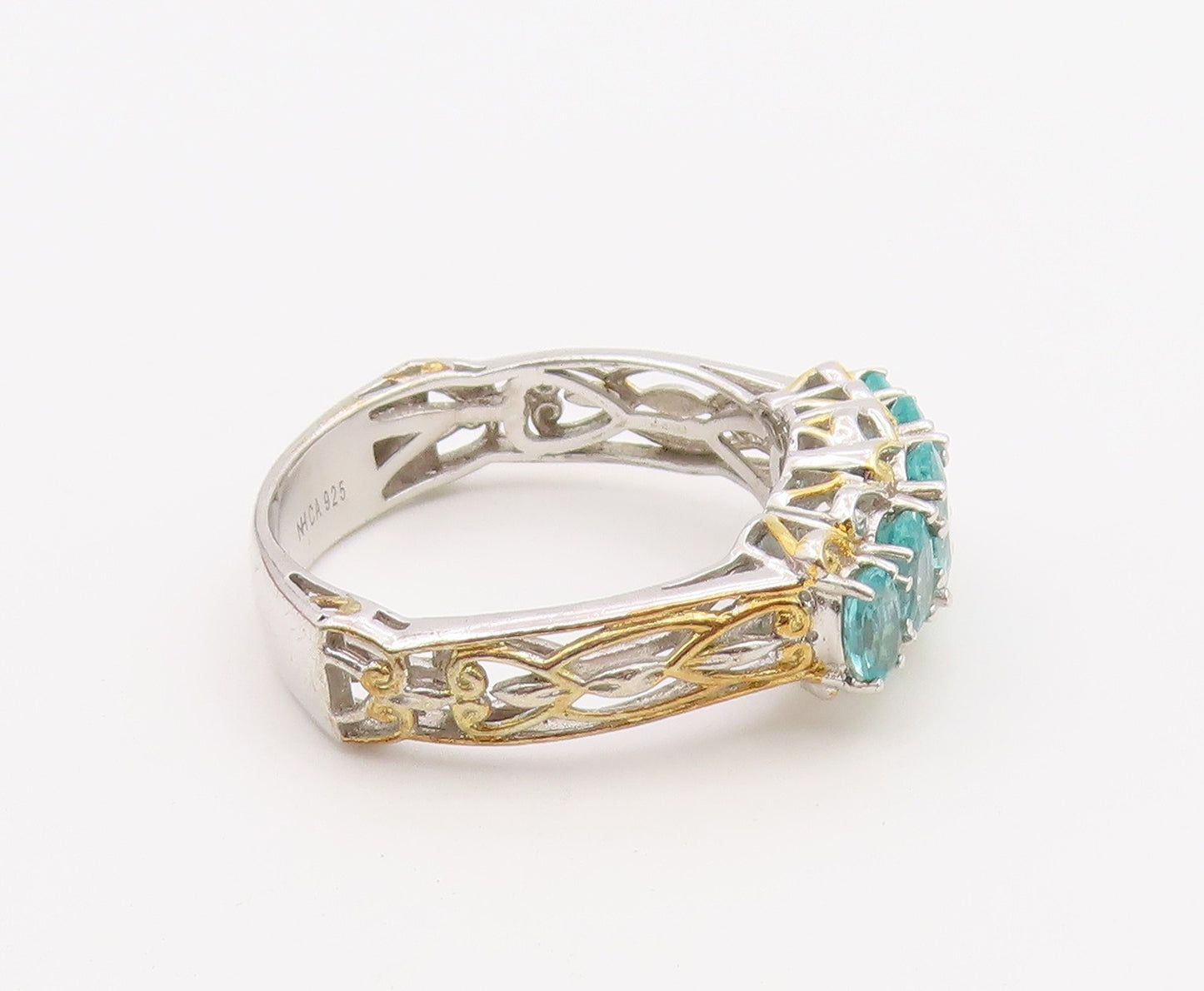 925 Sterling Silver Vintage Ring MICHAEL VALITUTTI Apatite Band  Sz 12  RG36526