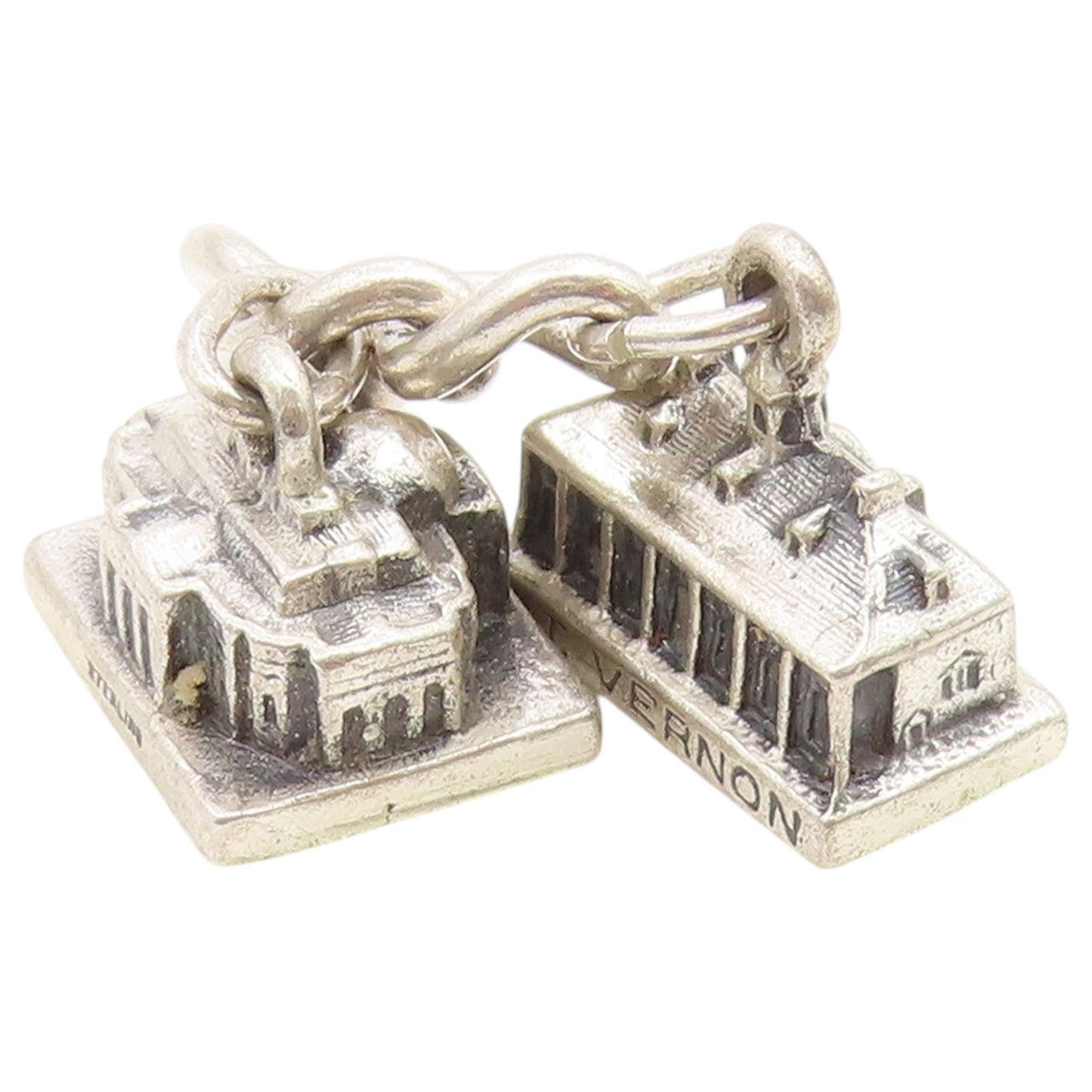 925 Sterling Silver Vintage Pendant Mount Vernon & Jefferson Memorial  PT26622
