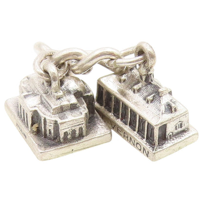 925 Sterling Silver Vintage Pendant Mount Vernon & Jefferson Memorial  PT26622