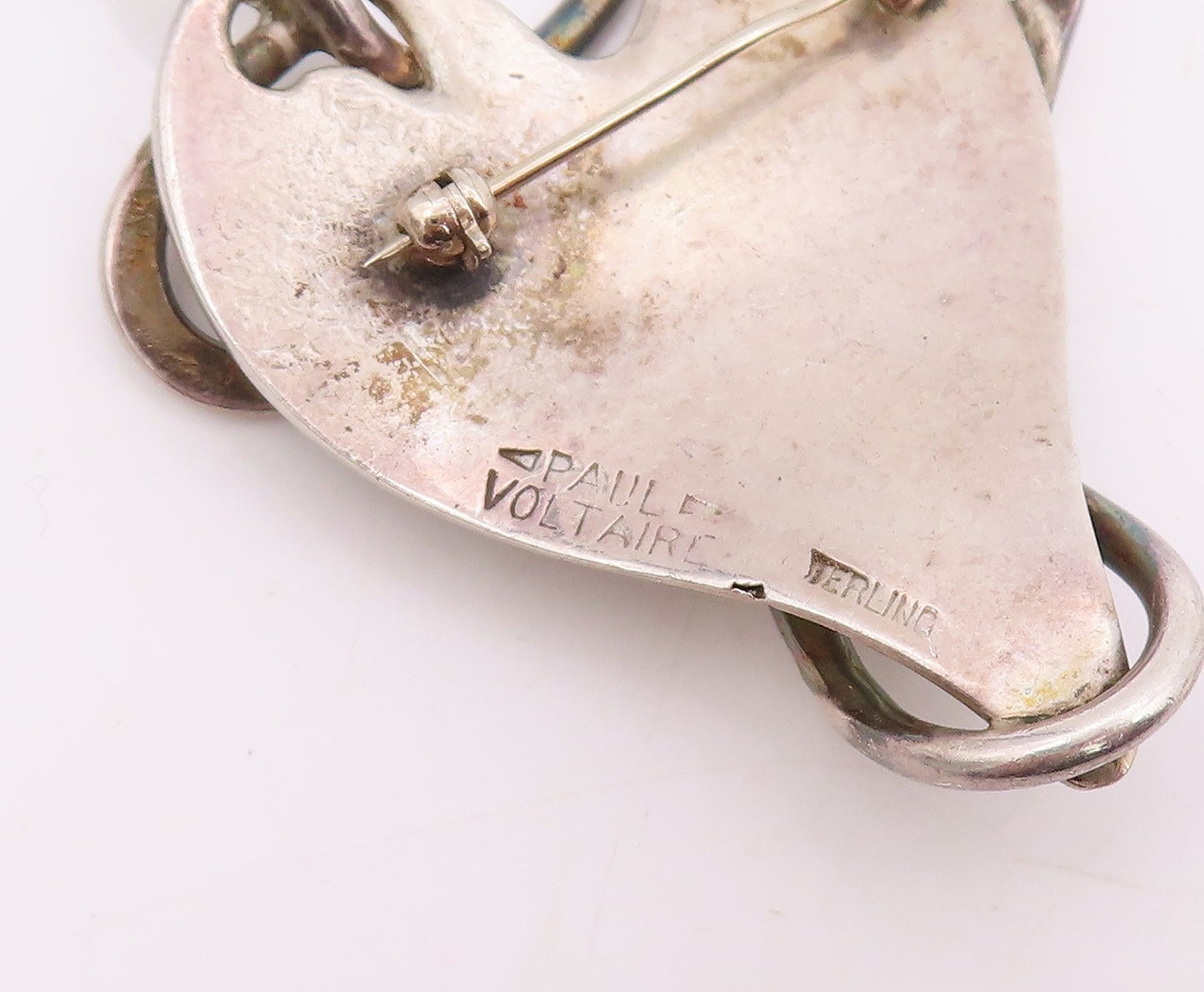925 Sterling Silver Vintage Brooch Pin PAUL VOLTAIRE Rare Love Heart  BP12298