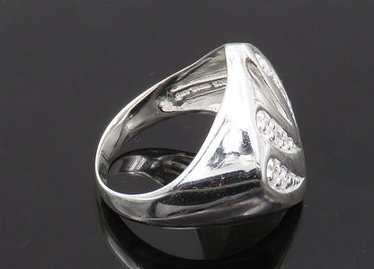 925 Sterling Silver  Vintage Topaz Cutout Detail Shiny Band Ring Sz 7  RG21293