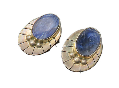 MEXICO 925 Sterling Silver  Vintage Sodalite Non Pierce Drop Earrings  EG11011