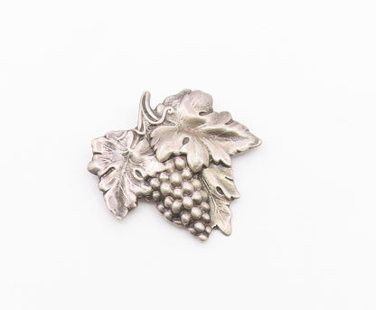 925 Sterling Silver  Vintage Dark Tone Grape Bunch Motif Brooch Pin  BP3322
