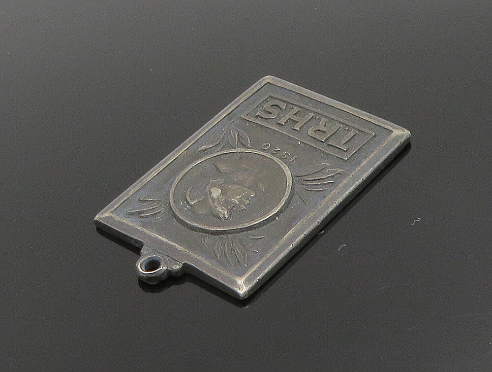 925 Sterling Silver  Vintage Antique 1920 TRHS Rectangle Pendant  PT20871