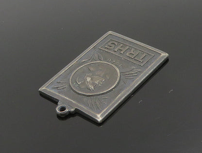 925 Sterling Silver  Vintage Antique 1920 TRHS Rectangle Pendant  PT20871