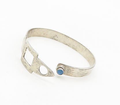 DESIGNER 925 Silver  Vintage Turquoise Cutout Hook Bangle Bracelet  BT6627