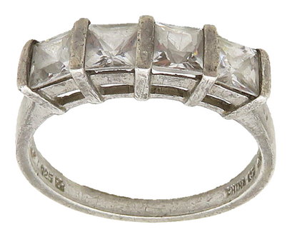 ROSS SIMON 925 Silver  Vintage Cubic Zirconia 4 Stone Band Ring Sz 8  RG15863