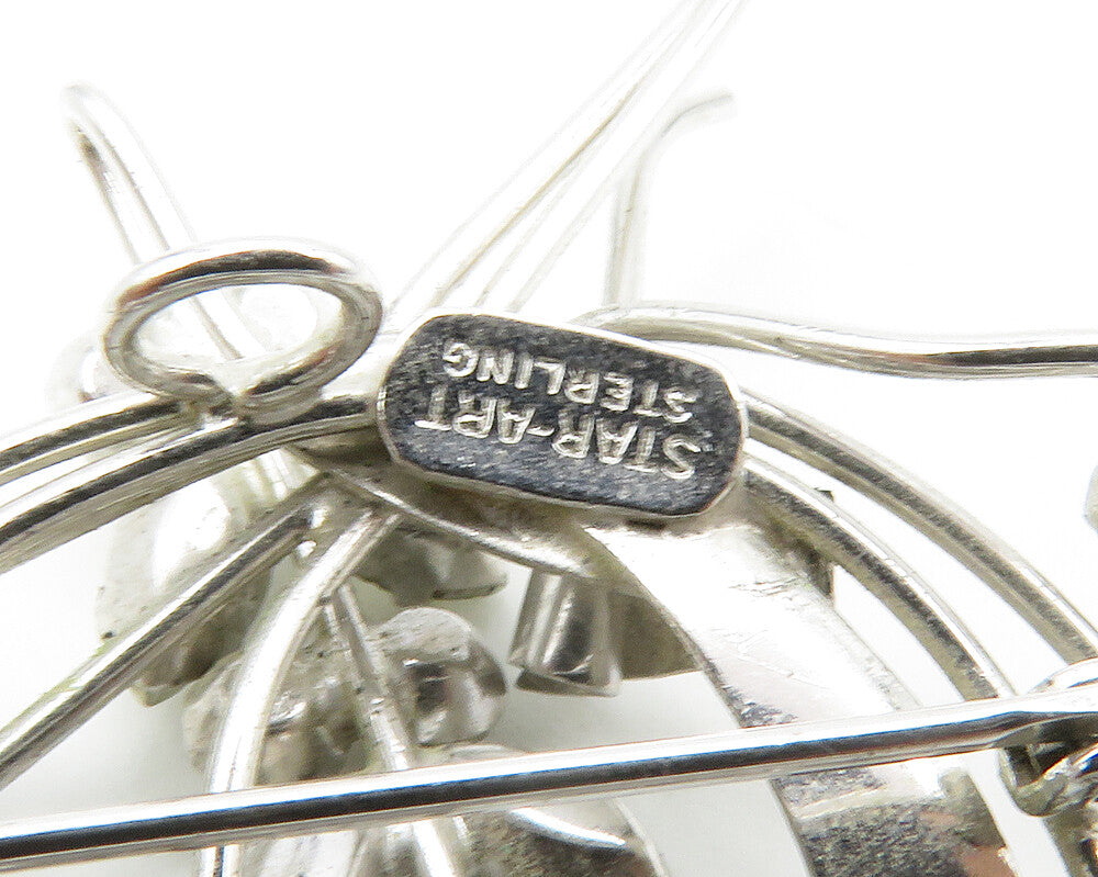 STAR ART 925 Silver  Vintage Shiny Topaz Butterfly Ribbon Brooch Pin  BP5051