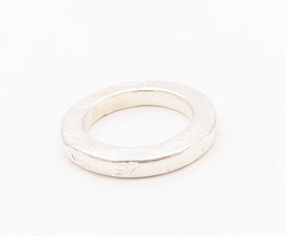 925 Sterling Silver Vintage Ring Solid carved Design  Sz 5  RG32093