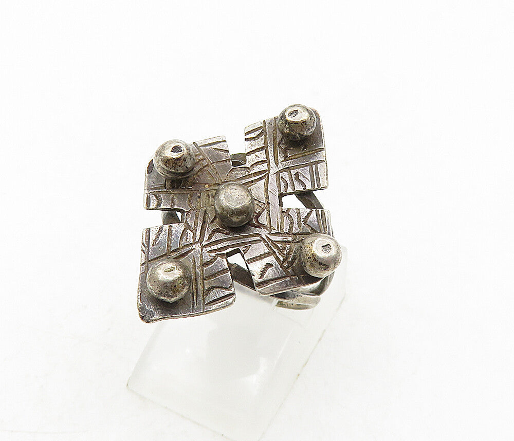 925 Sterling Silver  Vintage Antique Etched Detail Band Ring Sz 4.5  RG9301