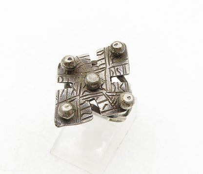 925 Sterling Silver  Vintage Antique Etched Detail Band Ring Sz 4.5  RG9301