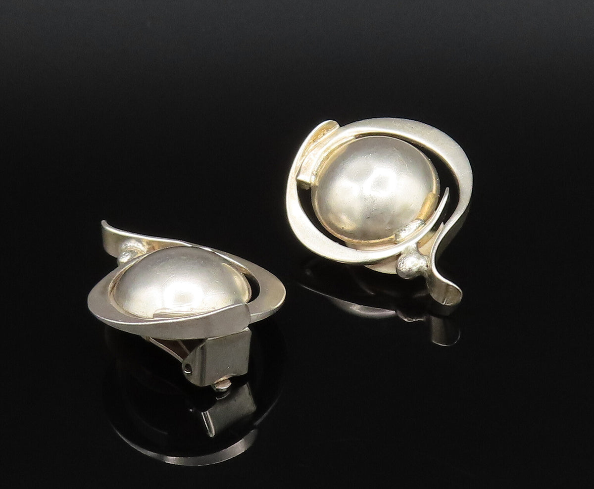 SAMI ZILKA 925 Silver  Vintage Wrapped Bead Dome Non Pierced Earrings  EG12090