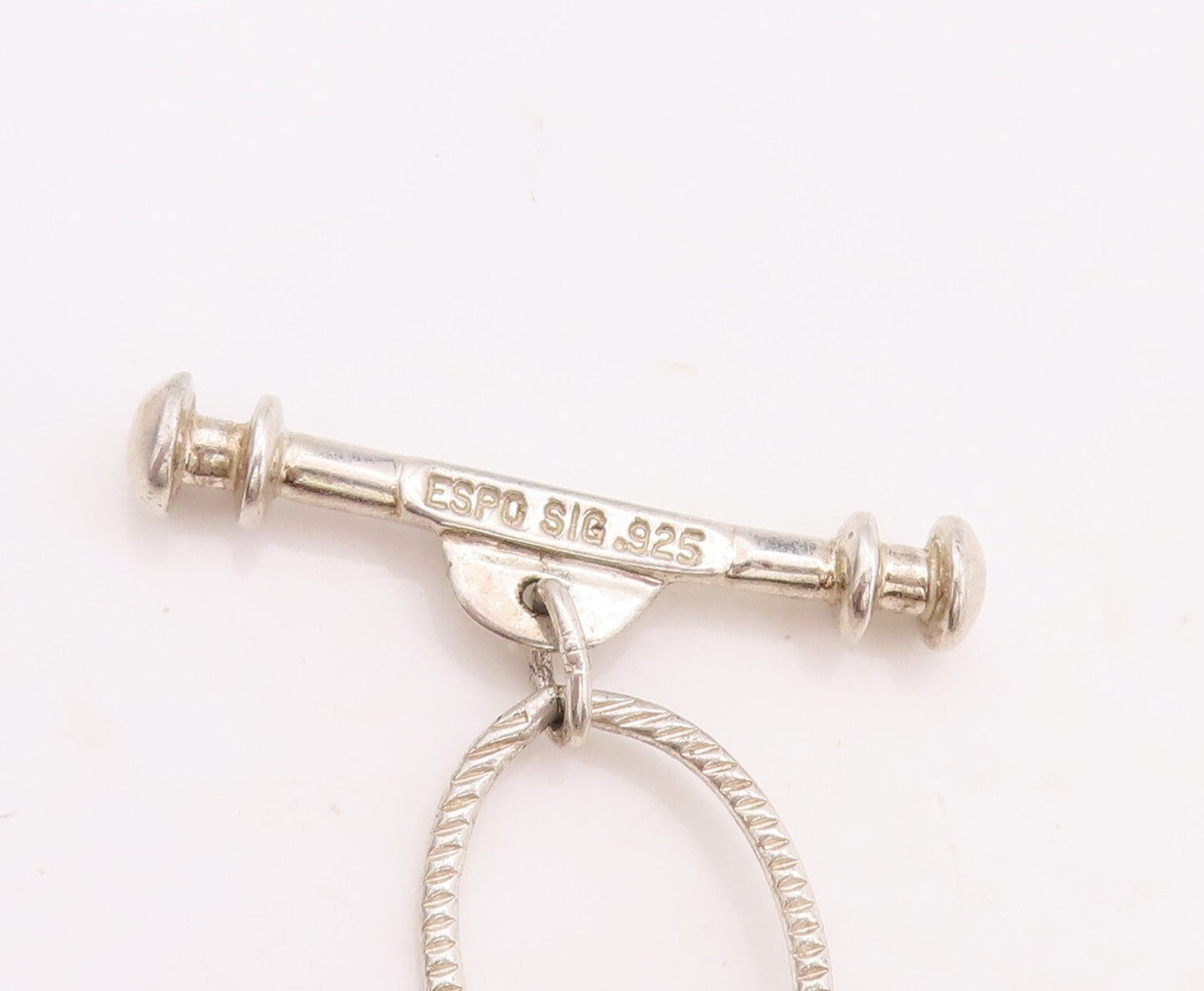 925 Sterling Silver Vintage Necklace ESPO SIG Cutout Carved Linked Rings  NE4321