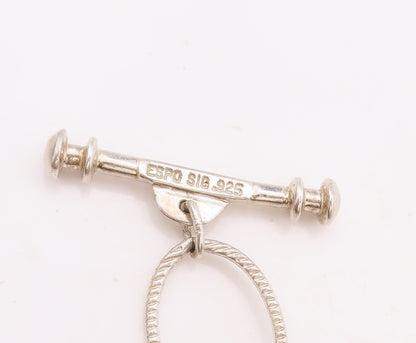 925 Sterling Silver Vintage Necklace ESPO SIG Cutout Carved Linked Rings  NE4321