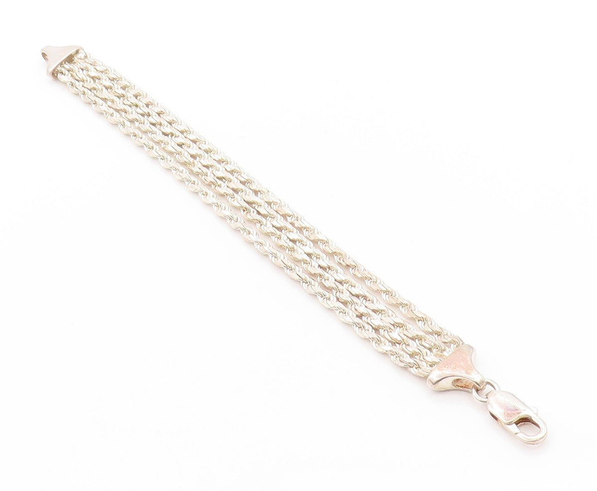 925 Sterling Silver Vintage Bracelet Etched Design Twisted Chains BT11272