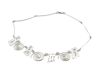 MEXICO 925 Sterling Silver  Shiny Arrow Cutout Spiral Chain Necklace  NE1798