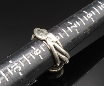 925 Silver  Vintage Hematite Brutalist Crisscross Shank Ring Sz 8  RG24867